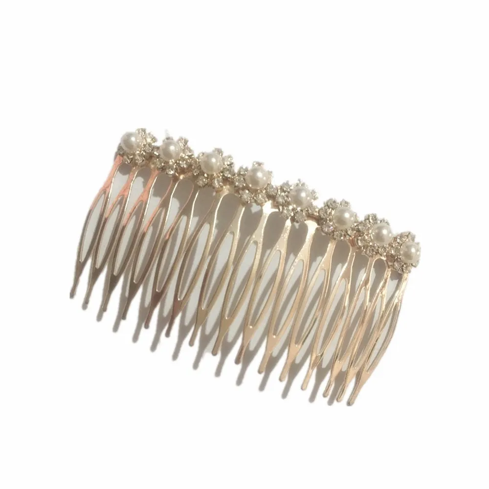 2018-2020 The most popular fashion Bridal hair accessories rhinestone pearl alloy hair comb wedding hairpin (02)
