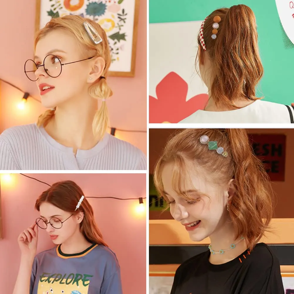 28 PCS Pearl Hair Clips Large Hair Clips Pins Barrette Ties Hairpins for Woman Fashion Lady Girls Headwear Sweet Hair Accessories (pearl and acrylic hair clips)