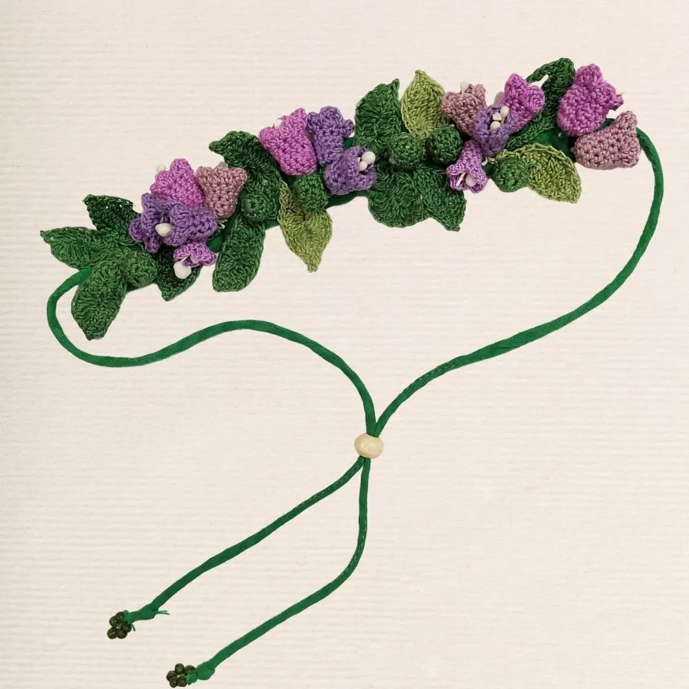 Blue Bell Crochet Hair String | Hand-crafted  | Cotton | Purple and Green
