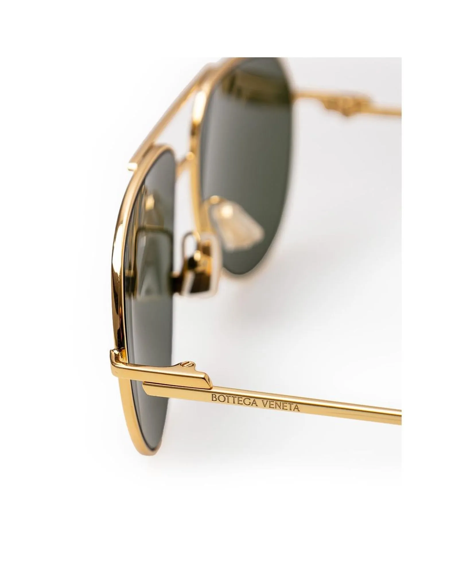 Bottega Veneta  Aviator Sunglasses - Gold     Gold Metal Aviator Sunglasses    Luxury Aviator Sunglasses -