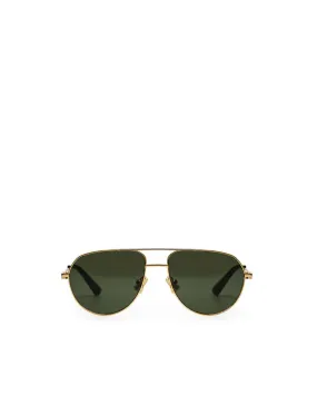 Bottega Veneta  Aviator Sunglasses - Gold     Gold Metal Aviator Sunglasses    Luxury Aviator Sunglasses -