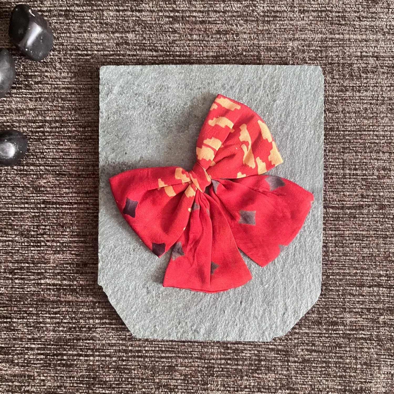 Bow Hair Clips For Girls | Ajrakh Block Print | Comfortable | Peppy | Set of 3