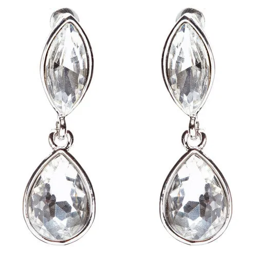 Bridal Wedding Jewelry Crystal Rhinestone Dazzling Tear Drop Necklace J570Silver