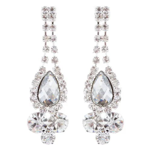 Bridal Wedding Jewelry Crystal Rhinestone Glamorous Sparkle Necklace Set J692 SV