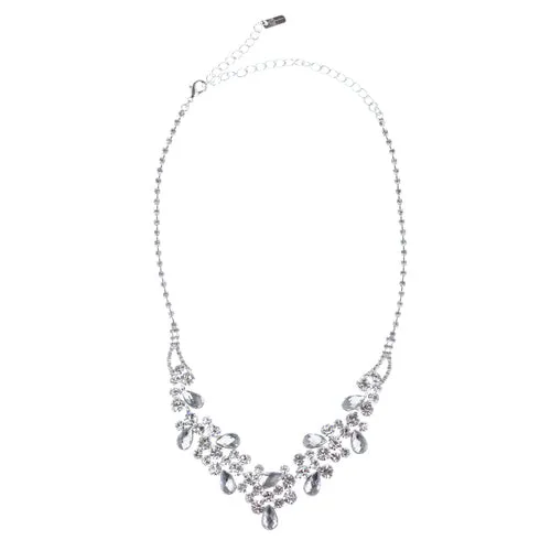 Bridal Wedding Jewelry Crystal Rhinestone Glamorous Sparkle Necklace Set J692 SV