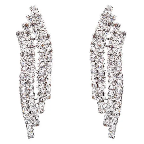 Bridal Wedding Jewelry Crystal Rhinestone Grand Bib Design Necklace J576 Silver