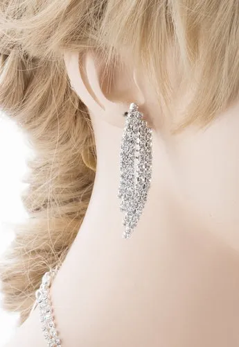 Bridal Wedding Jewelry Crystal Rhinestone Grand Bib Design Necklace J576 Silver