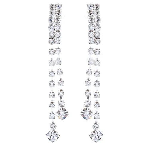 Bridal Wedding Jewelry Crystal Rhinestone Simple Linear Drop Earrings E1028 SV