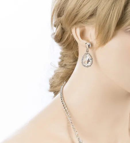 Bridal Wedding Jewelry Set Crystal Rhinestone Gorgeous Bib Design Necklace J584
