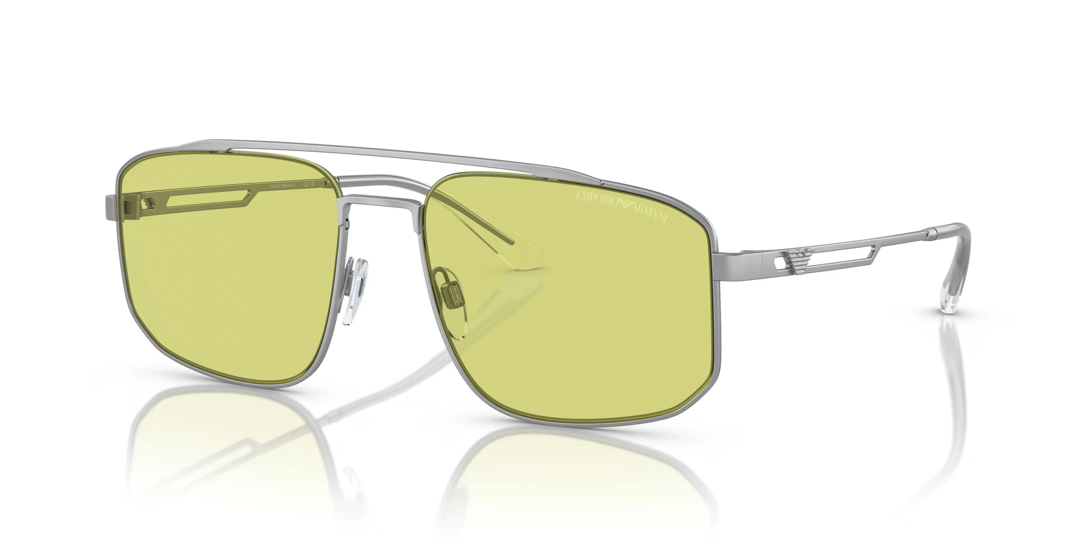 Emporio Armani 0EA2139 3045/2 Matte Silver Aviator Sunglasses