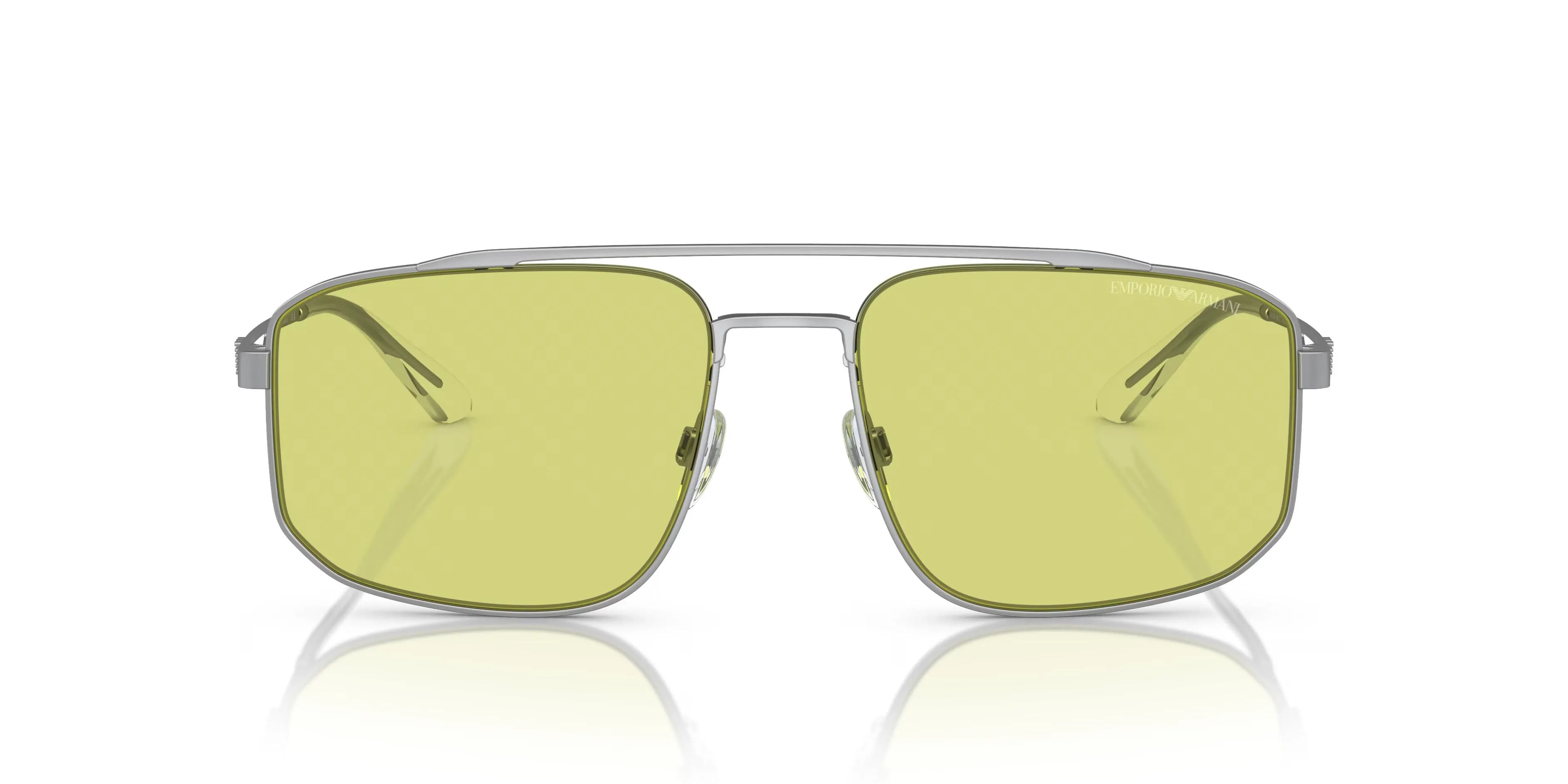 Emporio Armani 0EA2139 3045/2 Matte Silver Aviator Sunglasses