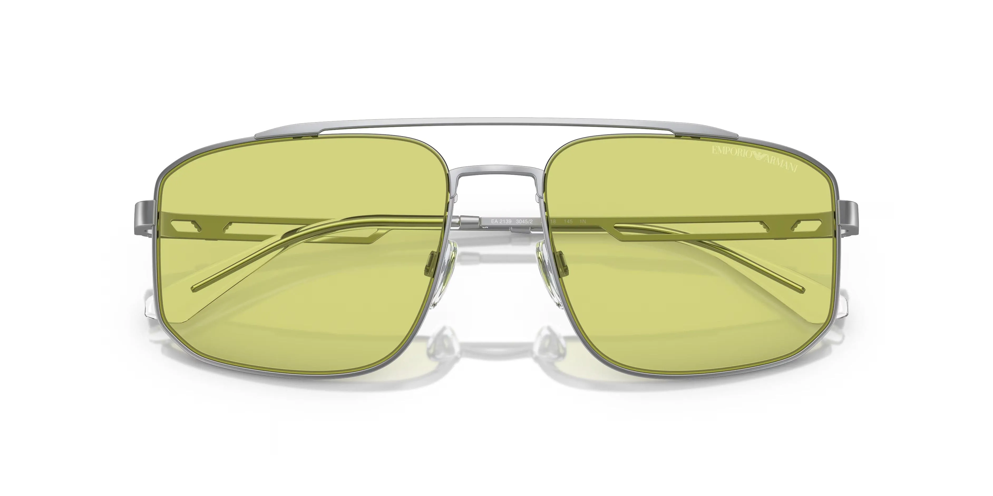 Emporio Armani 0EA2139 3045/2 Matte Silver Aviator Sunglasses