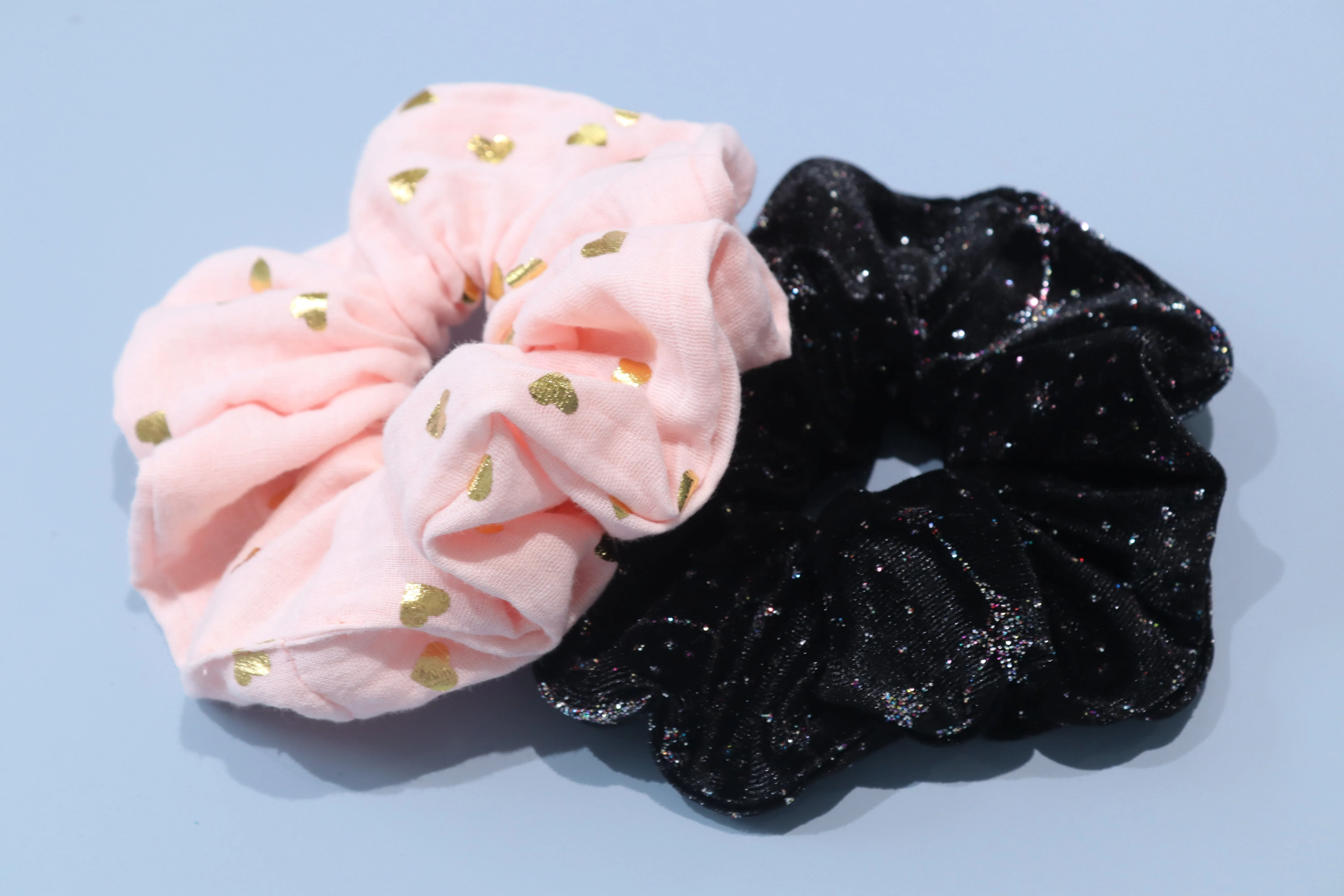 Pink and Gold Hearts Oversized Scrunchie