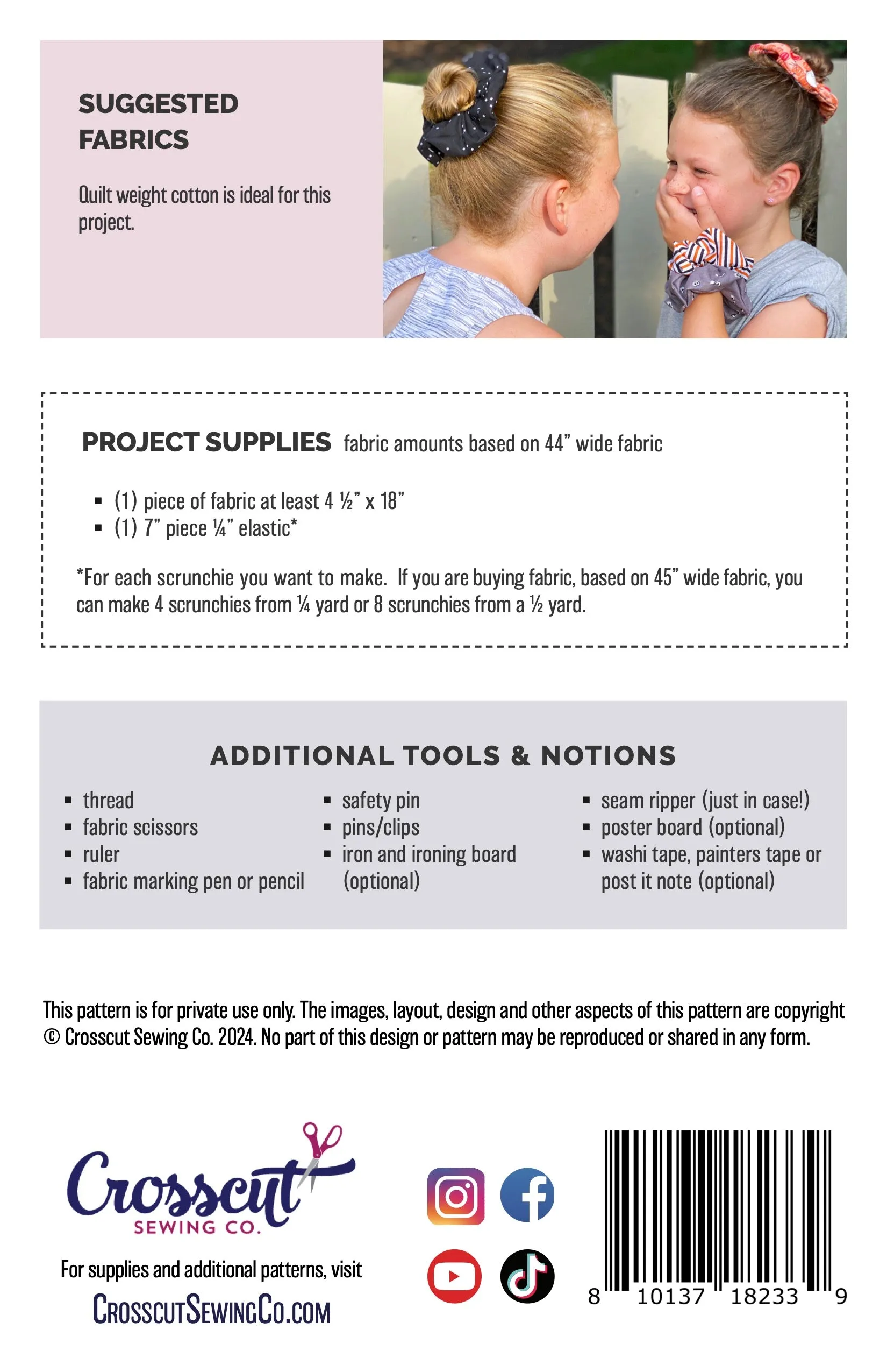 Scrunchies - Beginner Sewing Pattern & Video Tutorial