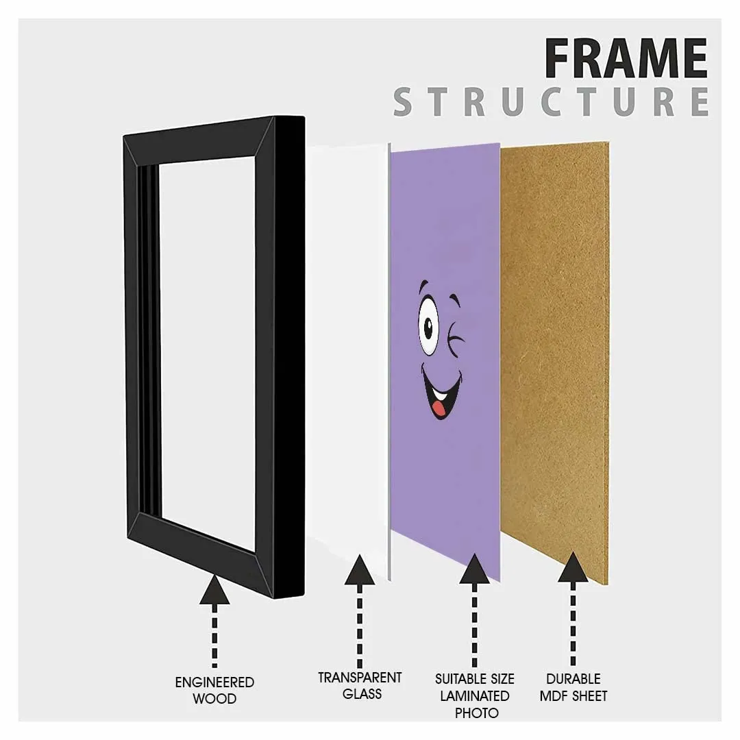 TheKarkhana- Purple Winking Smile Emoji Frame For Home, Restaurant & Wall Decor (24.5 x 34.7 cm) (With Glass)