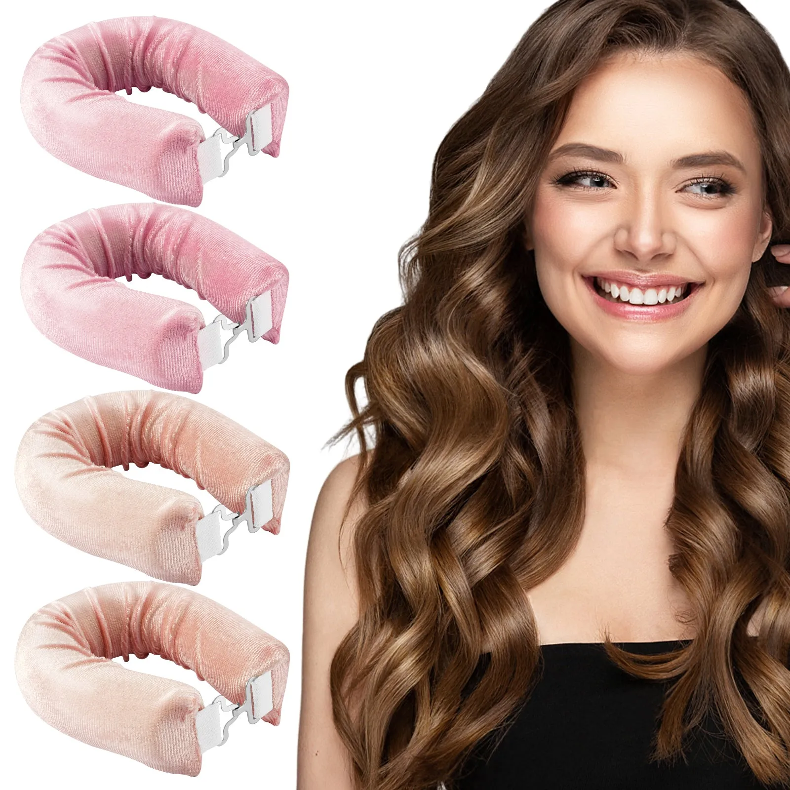 Tivlon Velvet Fabric Heatless Curling Set-Flexi Rods with Hook-Heatless Curling Rod Headband for All Hair Types- Comfortable & Heatless