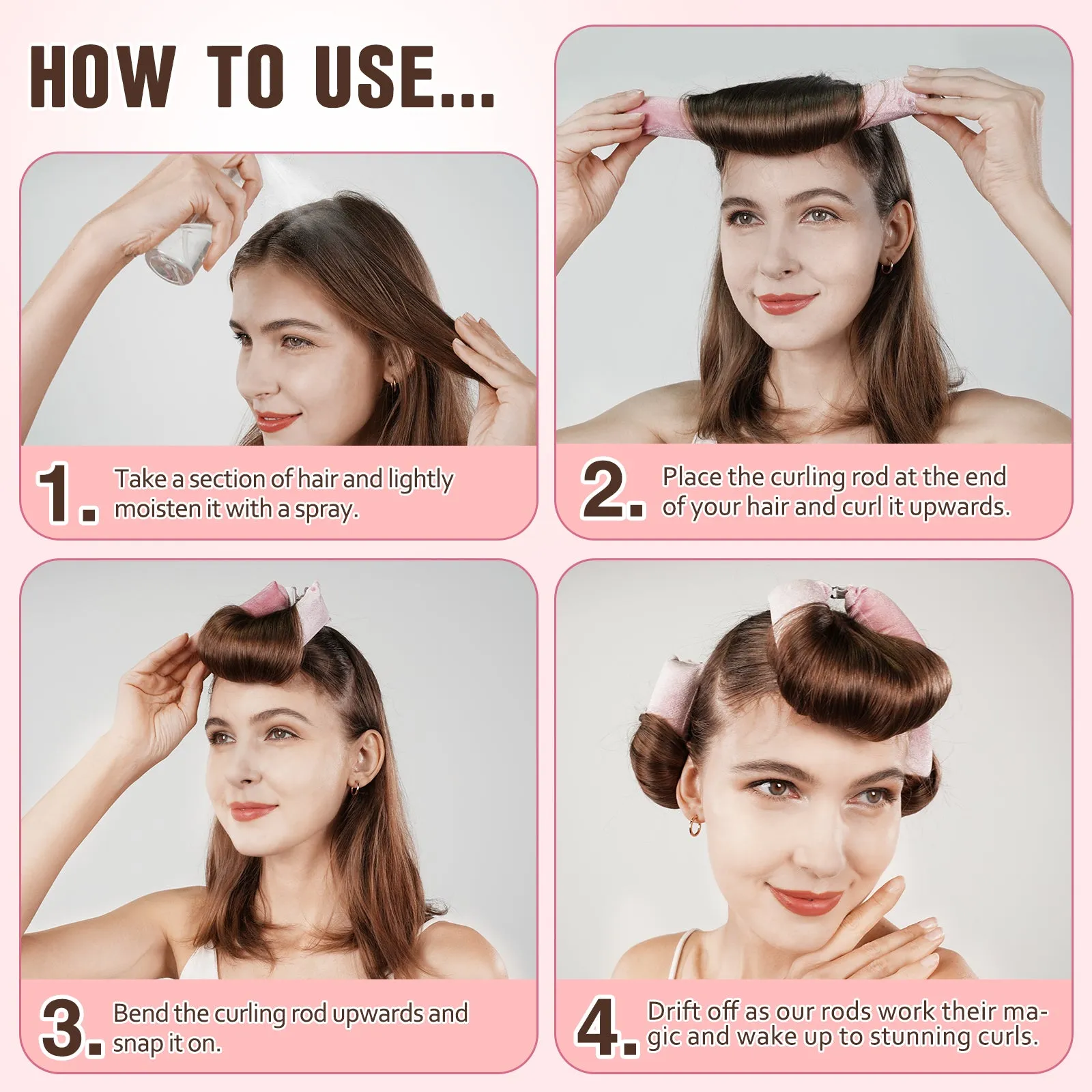 Tivlon Velvet Fabric Heatless Curling Set-Flexi Rods with Hook-Heatless Curling Rod Headband for All Hair Types- Comfortable & Heatless