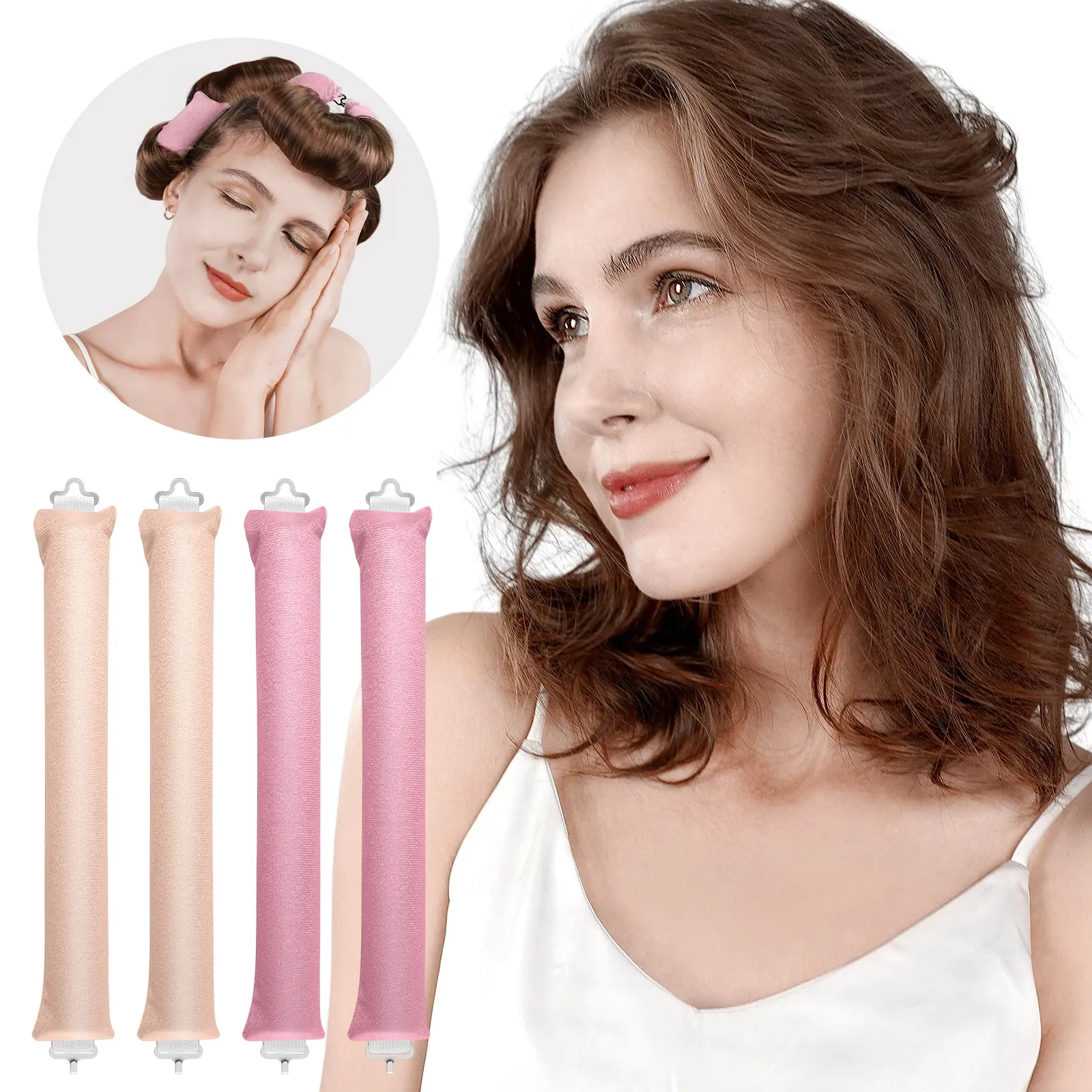 Tivlon Velvet Fabric Heatless Curling Set-Flexi Rods with Hook-Heatless Curling Rod Headband for All Hair Types- Comfortable & Heatless