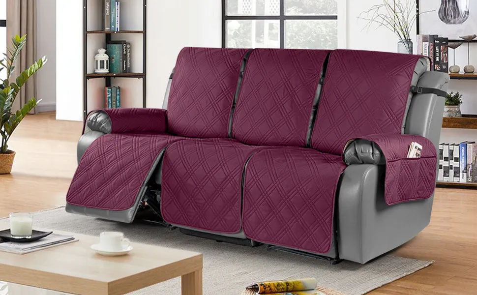 Waterproof Recliner Chair Cover with Double Straps(3 Seat)