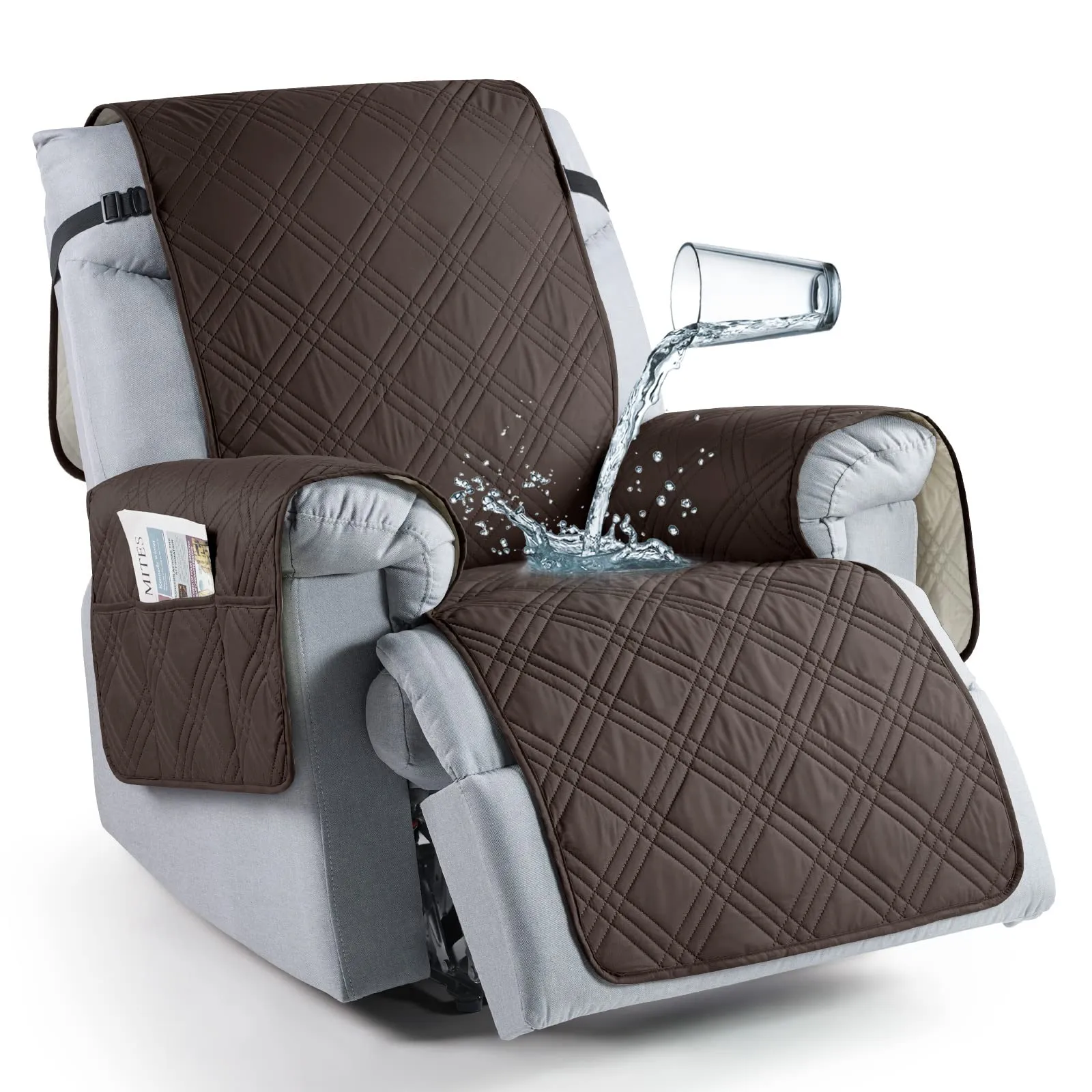 Waterproof Recliner Chair Cover with Double Straps(3 Seat)