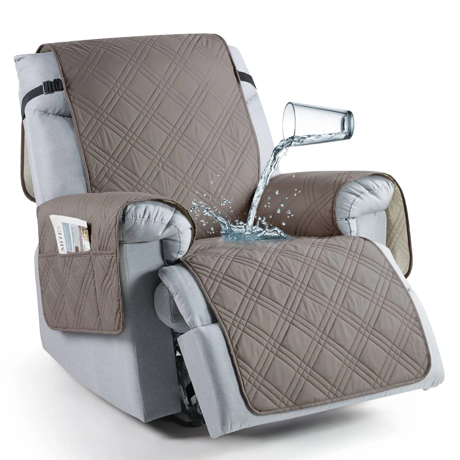 Waterproof Recliner Chair Cover with Double Straps(3 Seat)