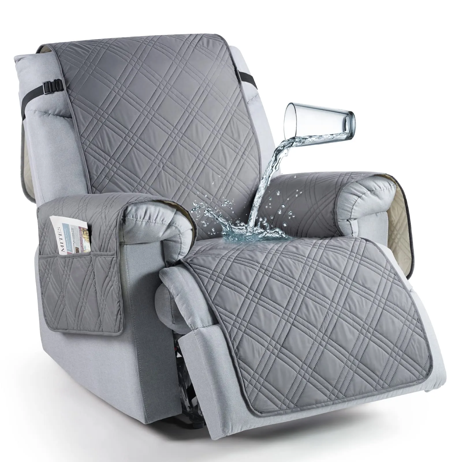 Waterproof Recliner Chair Cover with Double Straps(3 Seat)