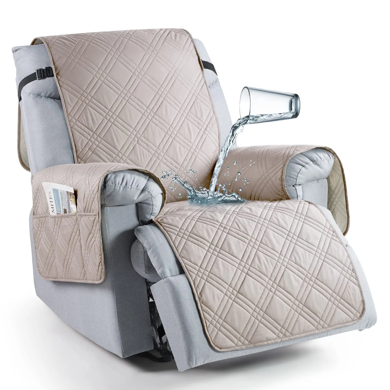 Waterproof Recliner Chair Cover with Double Straps(3 Seat)