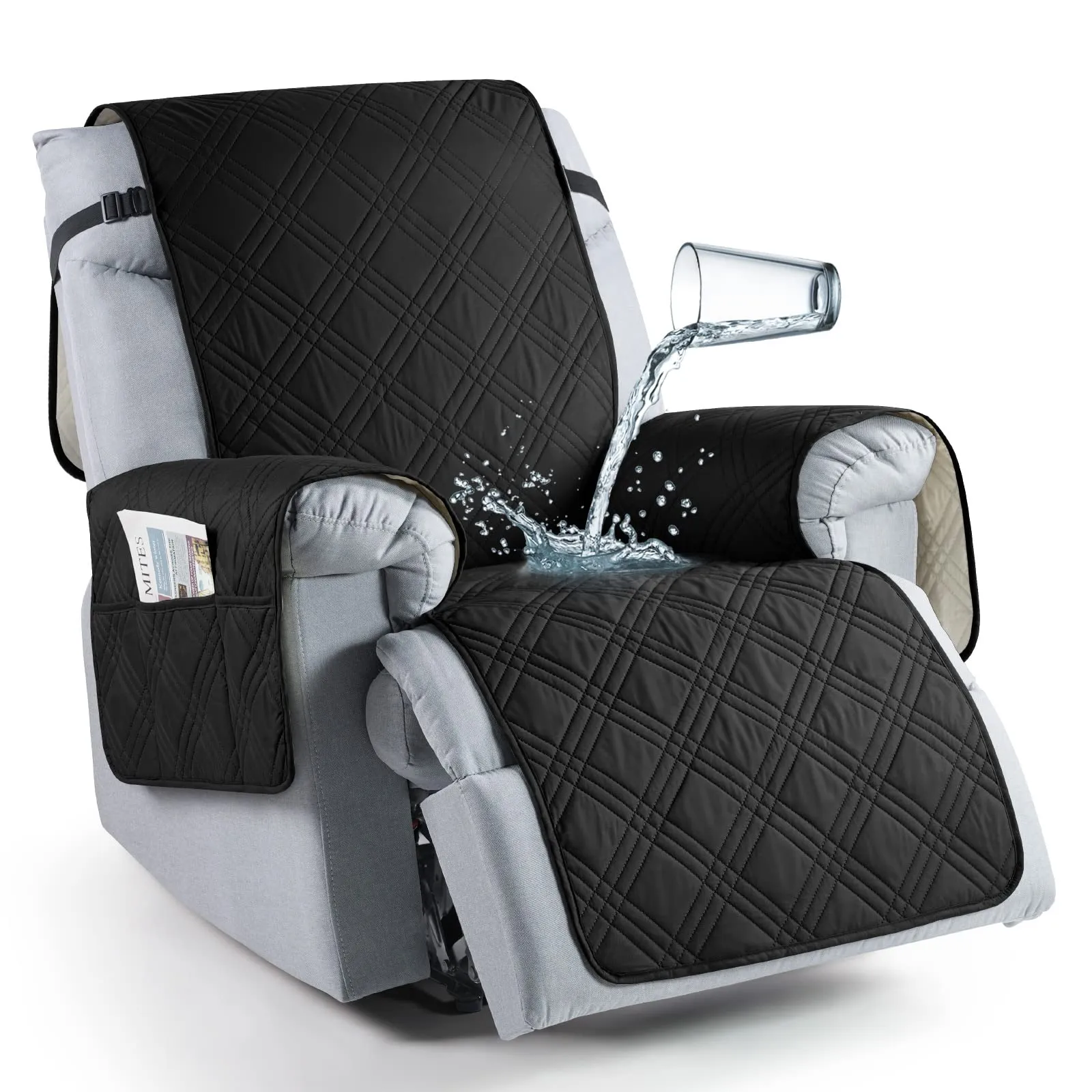Waterproof Recliner Chair Cover with Double Straps(3 Seat)