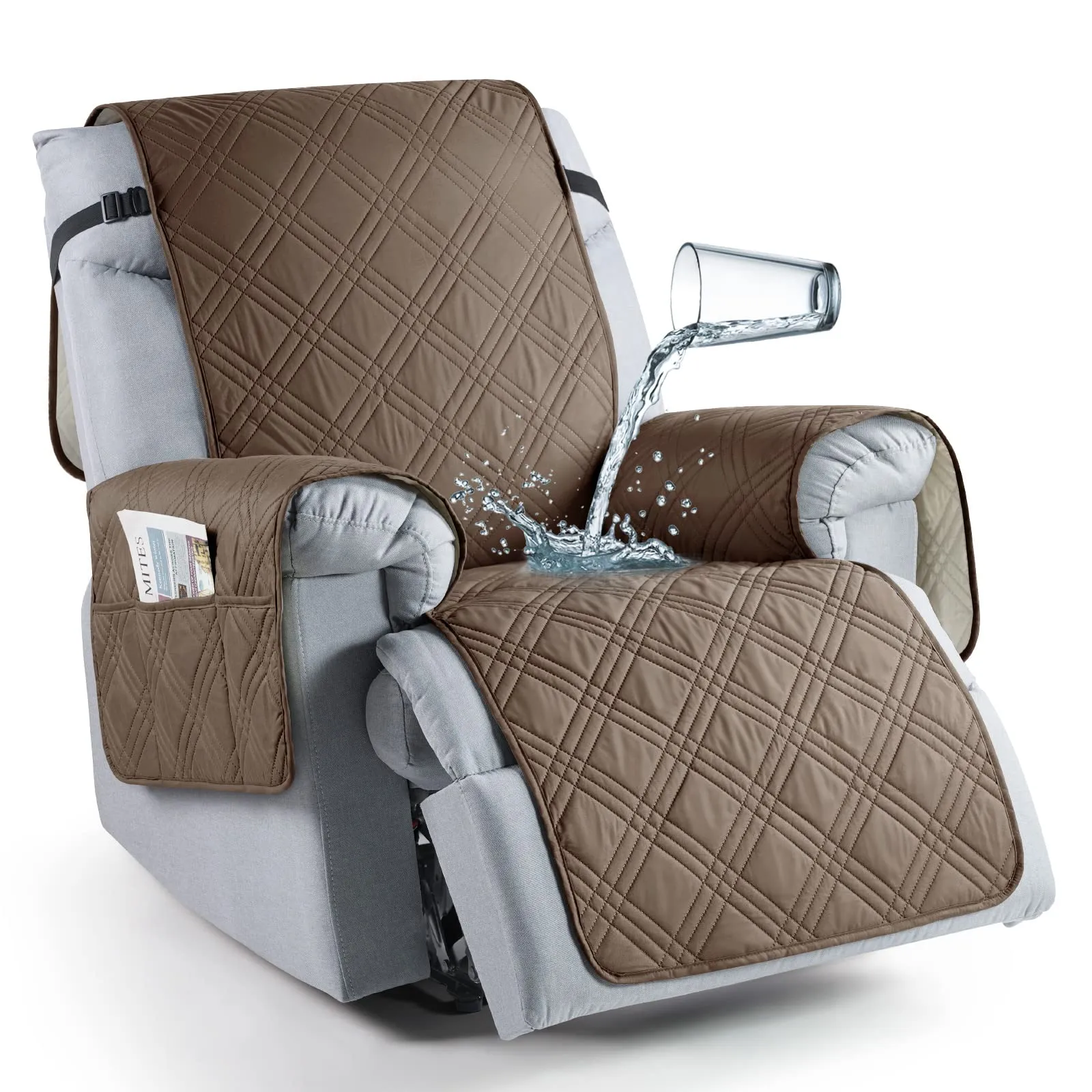 Waterproof Recliner Chair Cover with Double Straps(3 Seat)
