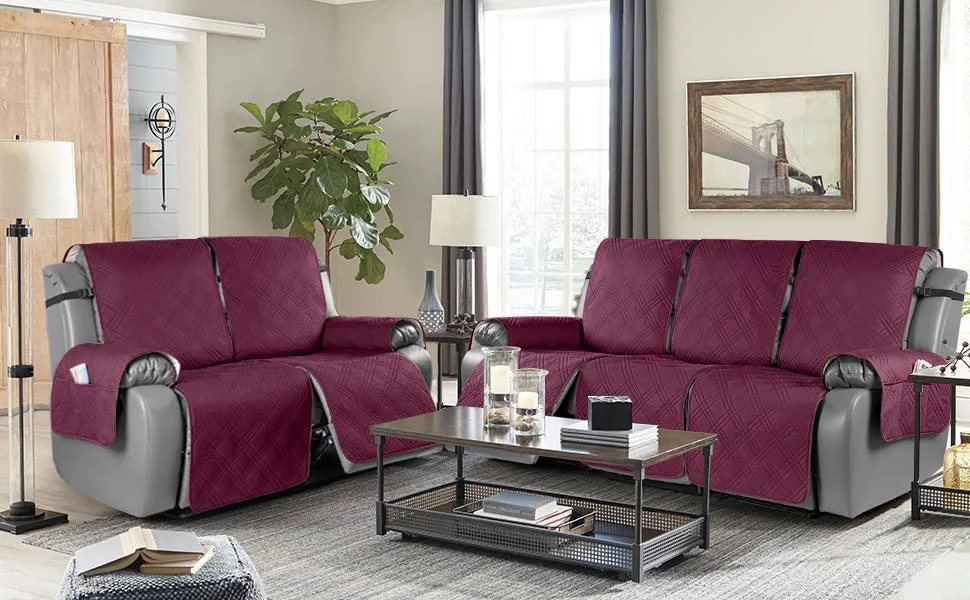 Waterproof Recliner Chair Cover with Double Straps(3 Seat)