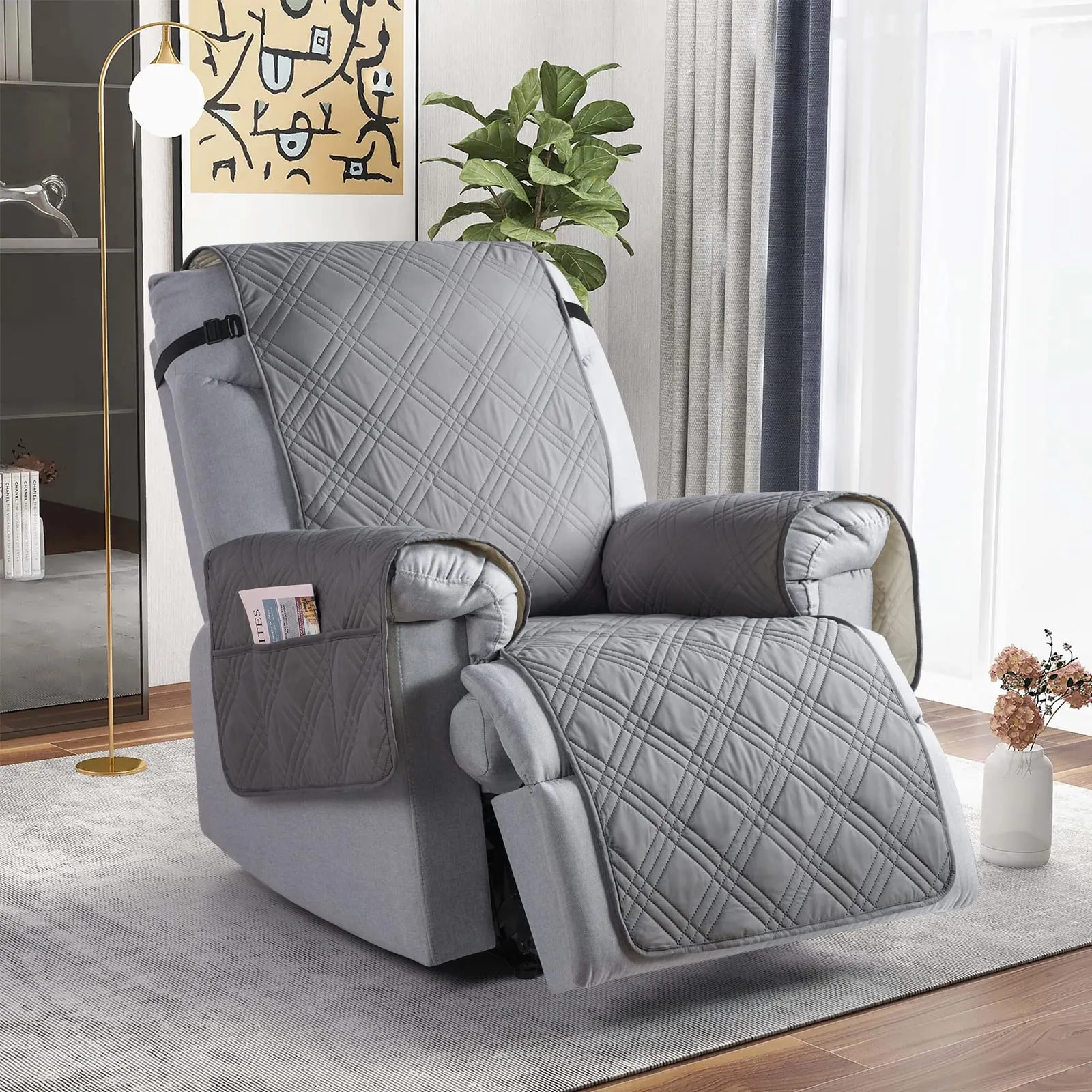 Waterproof Recliner Chair Cover with Double Straps(3 Seat)