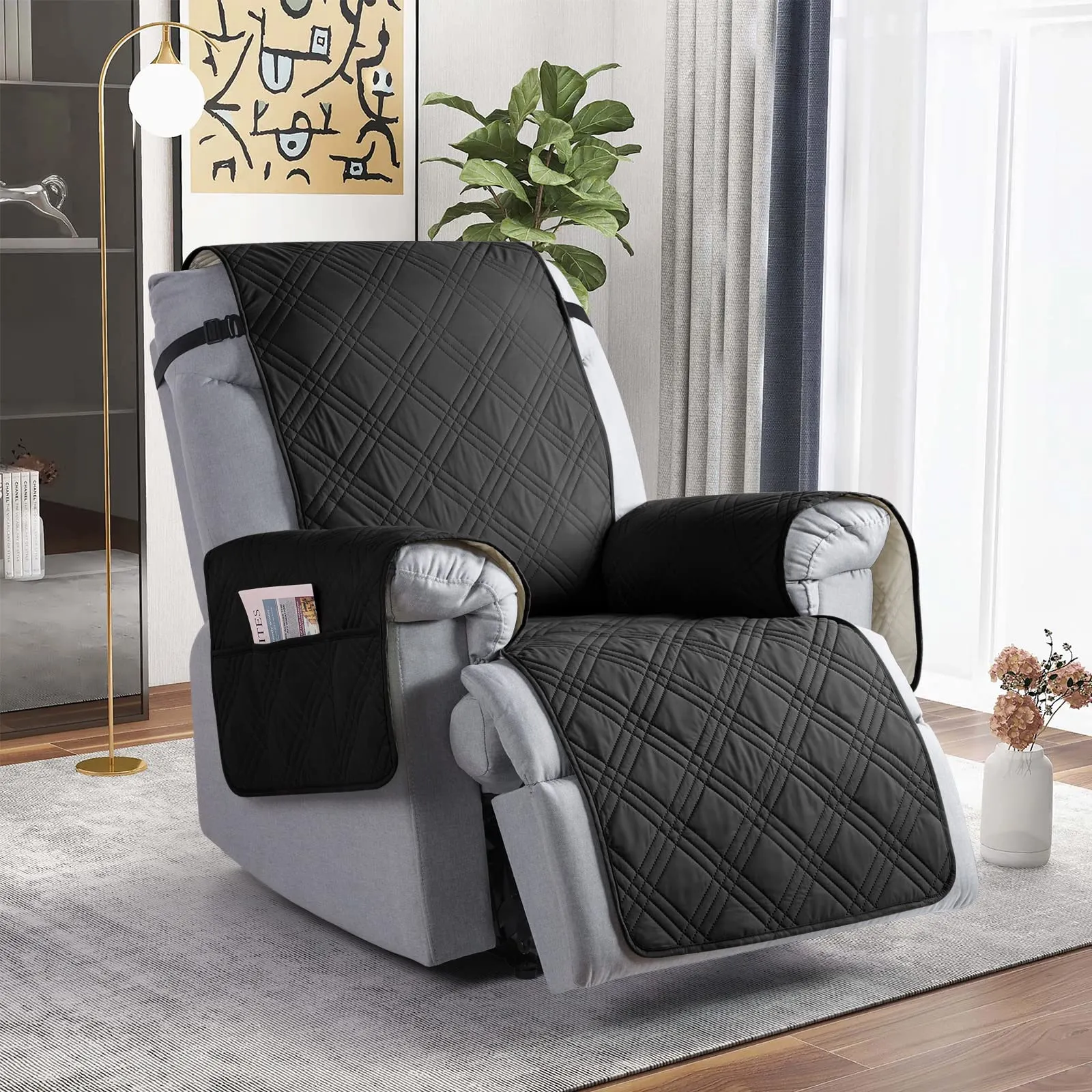 Waterproof Recliner Chair Cover with Double Straps(3 Seat)